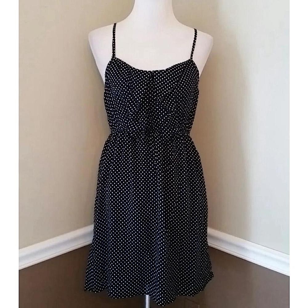 Black Sundress with White Polka Dots Ruffle Racerback Summer Modcloth Fun2Fun